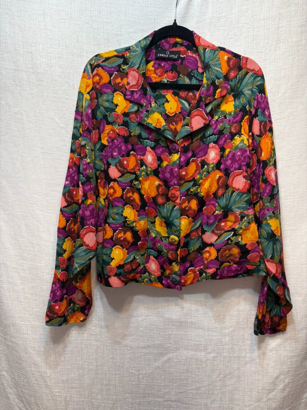 Stunning Vintage Carole Little Statement Jacket Abstract Bright Floral